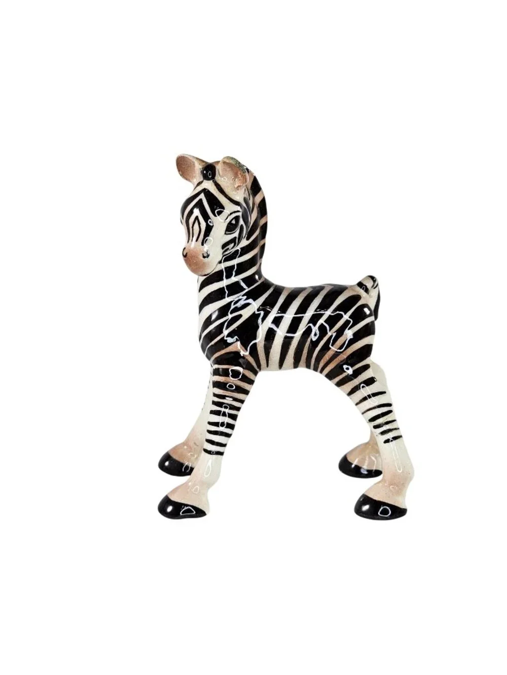 Vintage 1950s Hagen Renaker DW Zebra Baby Figurine Monrovia Ceramic *Repaired*